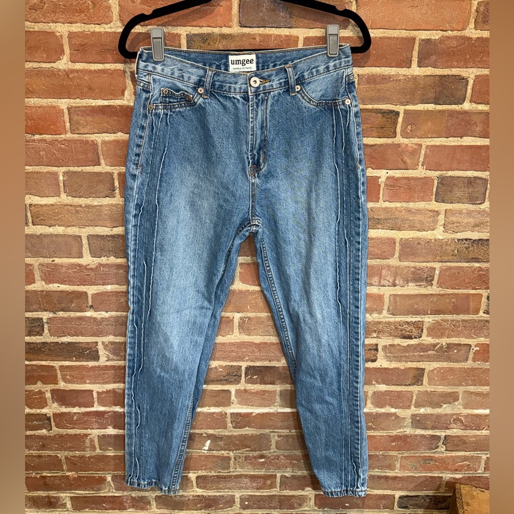 Women’s Blue Denim Jeans Umgee High Rise‎ Pants Straight Leg 28